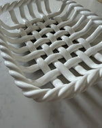 Load image into Gallery viewer, Vintage White Glazed Ceramic Woven Dish By Vallauris
