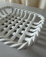 Load image into Gallery viewer, Vintage White Glazed Ceramic Woven Dish By Vallauris
