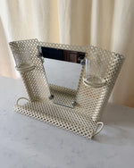 Load image into Gallery viewer, French Mid Century Perforated Metal Mirror With Shelf In The Style Of Mathieu Mategot
