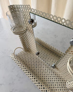 Load image into Gallery viewer, French Mid Century Perforated Metal Mirror With Shelf In The Style Of Mathieu Mategot
