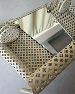 Load image into Gallery viewer, French Mid Century Perforated Metal Mirror With Shelf In The Style Of Mathieu Mategot
