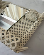 Load image into Gallery viewer, French Mid Century Perforated Metal Mirror With Shelf In The Style Of Mathieu Mategot
