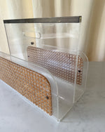 Load image into Gallery viewer, Vintage Lucite, Cane And Brass Magazine Rack Attributed To Christian Dior Home
