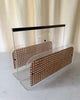 Vintage Lucite, Cane And Brass Magazine Rack Attributed To Christian Dior Home