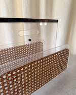 Load image into Gallery viewer, Vintage Lucite, Cane And Brass Magazine Rack Attributed To Christian Dior Home
