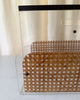 Vintage Lucite, Cane And Brass Magazine Rack Attributed To Christian Dior Home