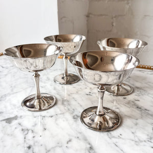 Set Of Four Vintage Italian Silver Plated Champaign Coups