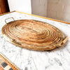 Gabriella Crespi Style Oval Pencil Reed And Brass Tray With Handles