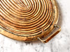 Gabriella Crespi Style Oval Pencil Reed And Brass Tray With Handles