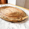 Gabriella Crespi Style Oval Pencil Reed And Brass Tray With Handles