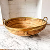 Gabriella Crespi Style Pencil Reed And Brass Bowl With Handles