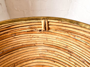 Gabriella Crespi Style Pencil Reed And Brass Bowl With Handles