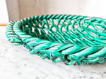 Load image into Gallery viewer, Vintage Green Glazed Ceramic Woven Bowl By Vallauris
