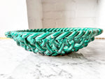 Load image into Gallery viewer, Vintage Green Glazed Ceramic Woven Bowl By Vallauris
