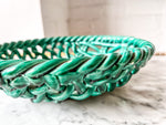 Load image into Gallery viewer, Vintage Green Glazed Ceramic Woven Bowl By Vallauris
