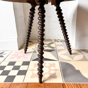 Antique French Round Barley Twist Side Table