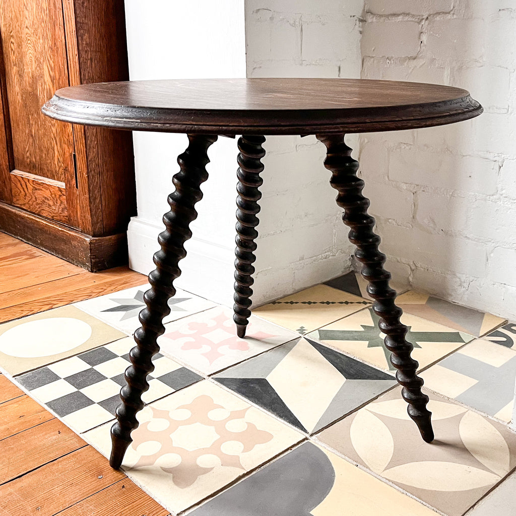 Antique French Round Barley Twist Side Table