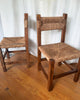 Set Of Four French Rustic Dining Chairs With Rush Seats In The Manner Of Charlotte Perriand