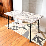 Load image into Gallery viewer, Vintage French Marble Coffee Table / Side Table On Wrought Iron Base
