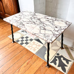 Load image into Gallery viewer, Vintage French Marble Coffee Table / Side Table On Wrought Iron Base
