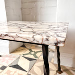 Load image into Gallery viewer, Vintage French Marble Coffee Table / Side Table On Wrought Iron Base
