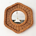 Load image into Gallery viewer, Small Vintage French Hexagonal Wicker Wall Mirror
