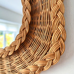 Small Vintage French Hexagonal Wicker Wall Mirror