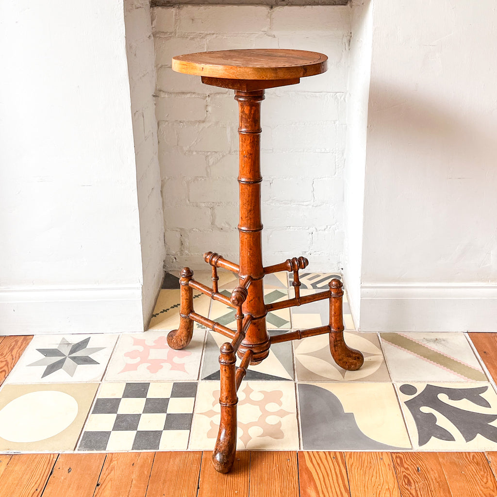 Antique Faux Bamboo Side Table / Plant Stand