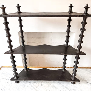 French Vintage Painted Shelf With Spindle Supports