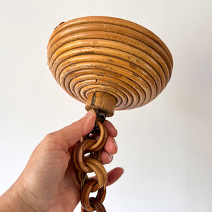 Large Italian Vintage Circa 1970s Pencil Reed Pendant Lamp In The Style Of Vivai Del Sud