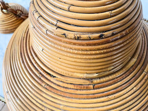 Large Italian Vintage Circa 1970s Pencil Reed Pendant Lamp In The Style Of Vivai Del Sud