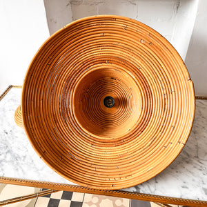 Large Italian Vintage Circa 1970s Pencil Reed Pendant Lamp In The Style Of Vivai Del Sud