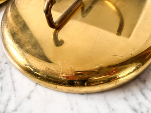 Pair Of Oversized Circular Vintage Italian Brass Coat Hooks By Cattadori