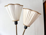 Load image into Gallery viewer, Mid Century Swedish Brass Floor Lamp With Two Fabric Shades
