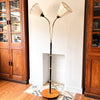 Mid Century Swedish Brass Floor Lamp With Two Fabric Shades