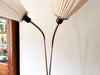 Mid Century Swedish Brass Floor Lamp With Two Fabric Shades