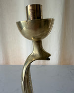 Load image into Gallery viewer, A Pair Of Mid Century Hollywood Regency Brass Cobra Candlesticks

