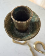 Load image into Gallery viewer, A Pair Of Mid Century Hollywood Regency Brass Cobra Candlesticks
