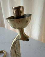 Load image into Gallery viewer, A Pair Of Mid Century Hollywood Regency Brass Cobra Candlesticks
