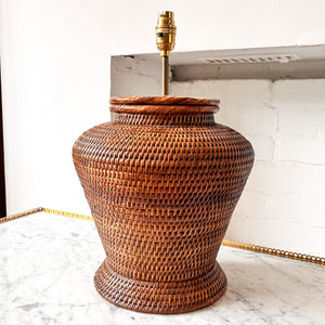French Vintage Wicker Table Lamp