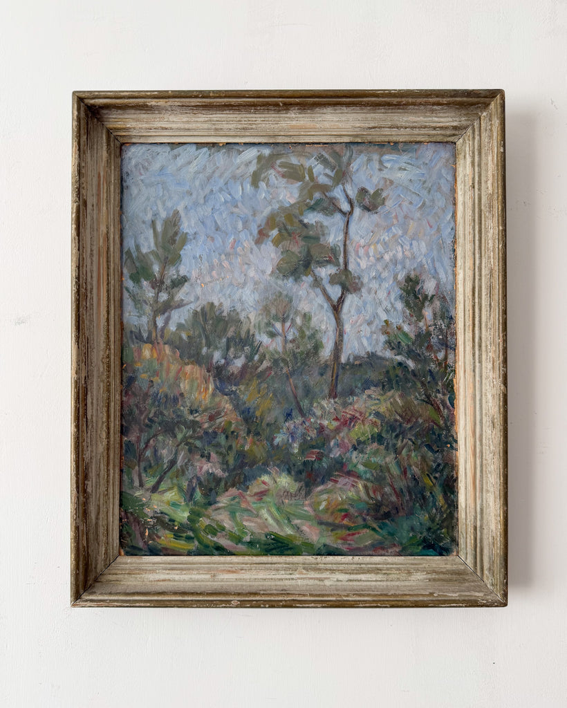 French Vintage Oil On Board Landscape