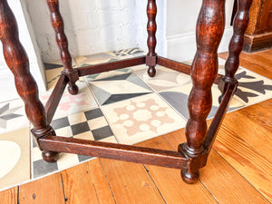 French Antique Round Bobbin Side Table