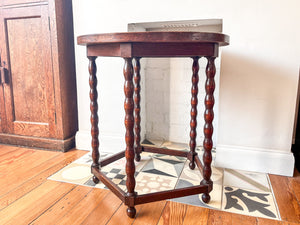 French Antique Round Bobbin Side Table