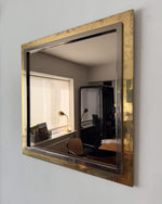 Load image into Gallery viewer, Vintage 1970s Belgian Postmodern Brass &amp; Chrome Mirror
