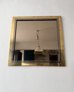 Load image into Gallery viewer, Vintage 1970s Belgian Postmodern Brass &amp; Chrome Mirror
