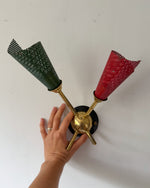 Load image into Gallery viewer, French Mid Century Double Wall Sconce In The Manner Of Mathieu Mategot
