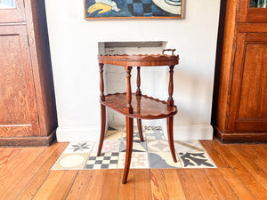 Vintage Scalloped Two Tier Tray Table With Brass Handles