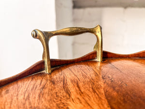 Vintage Scalloped Two Tier Tray Table With Brass Handles