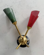 Load image into Gallery viewer, French Mid Century Double Wall Sconce In The Manner Of Mathieu Mategot
