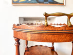 Load image into Gallery viewer, Vintage Scalloped Two Tier Tray Table With Brass Handles
